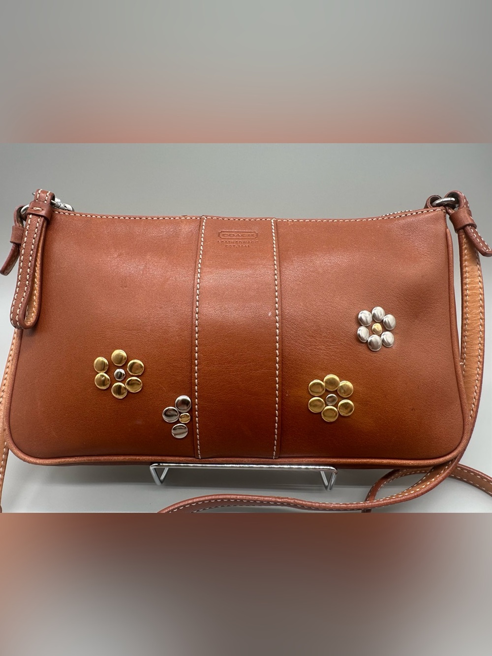 Coach Upcrafted Slim Demi Leather Crossbody Bag in Saddle - Picture 2 of 6